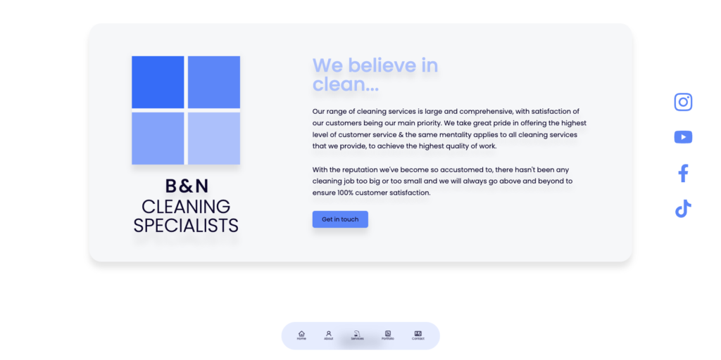 B&N Cleaning Specialists new homepage.