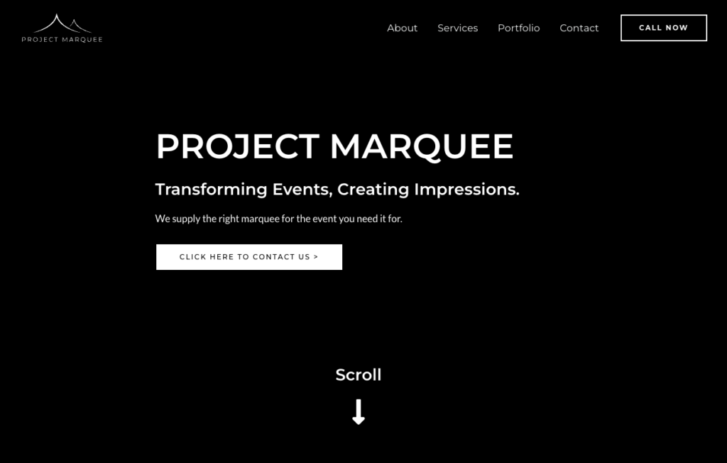 Project Marquee homepage.